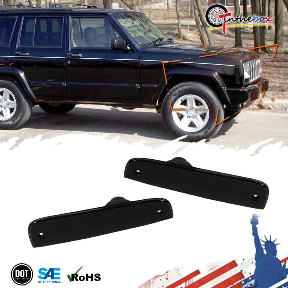 2X Smoke Lens Front Fender Side Marker Light Housing for Jeep Cherokee (1997–2001)