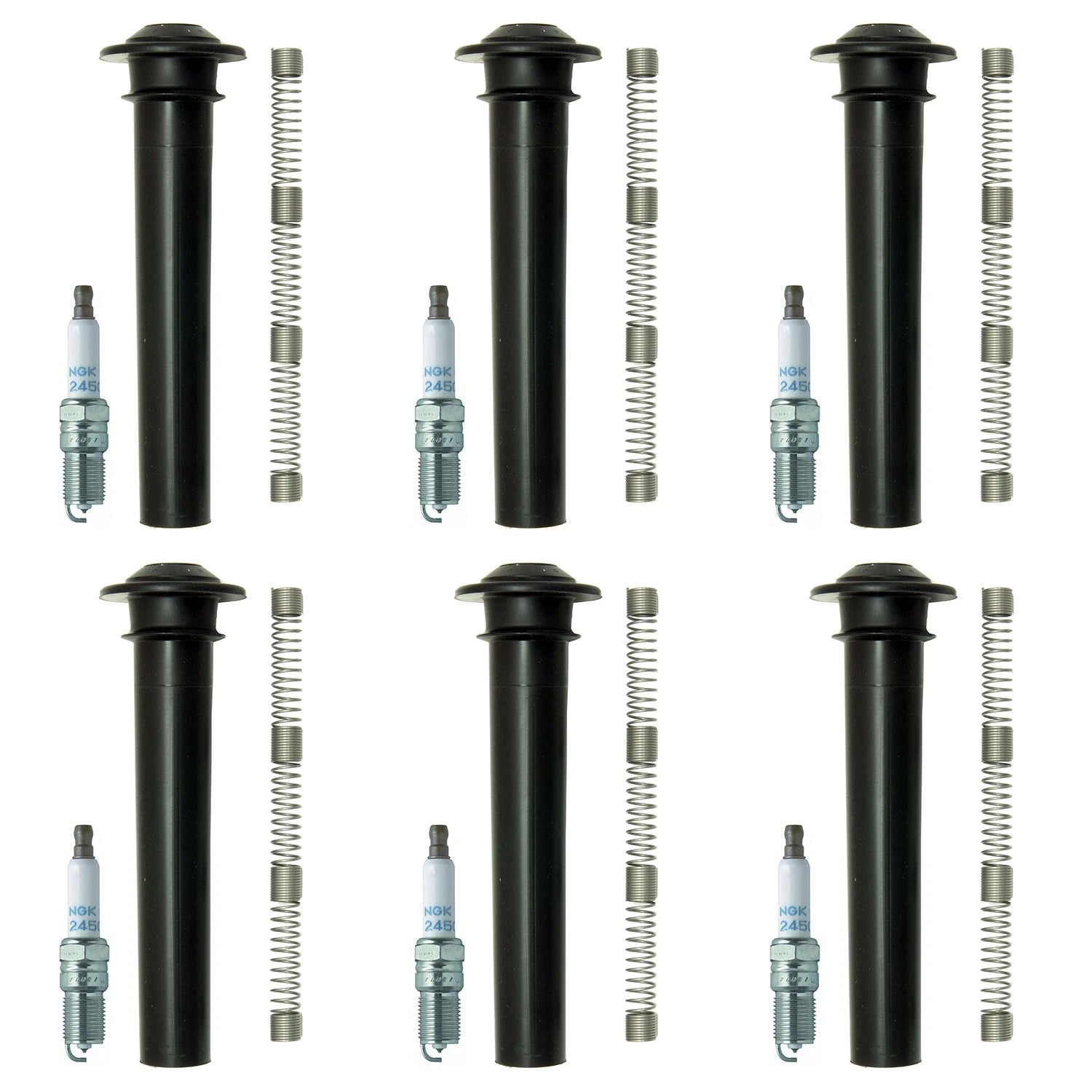 Set of 6 NGK Laser Platinum Spark Plugs & Coil Boots for Escape Freestyle Sable V6 (2005–2009)