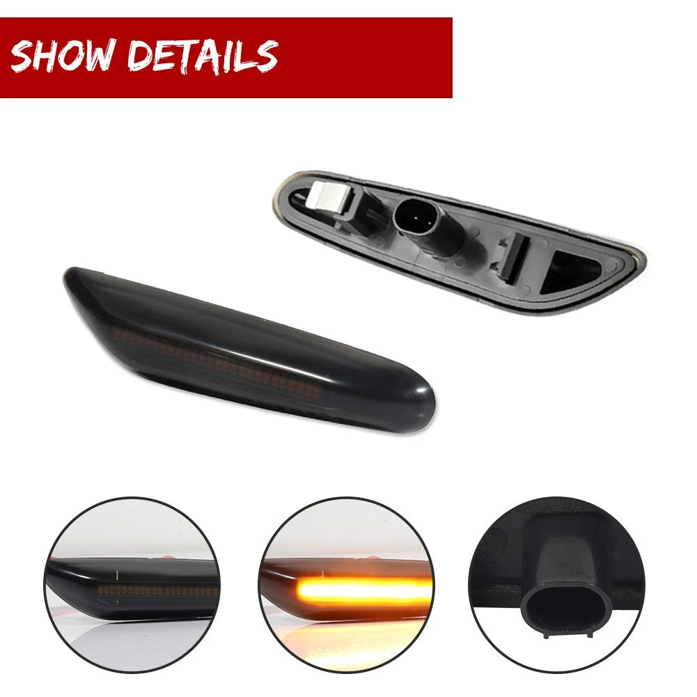 Smoked Dynamic Amber LED Front Side Marker Signal Lights for BMW 1 3 5 X Series
