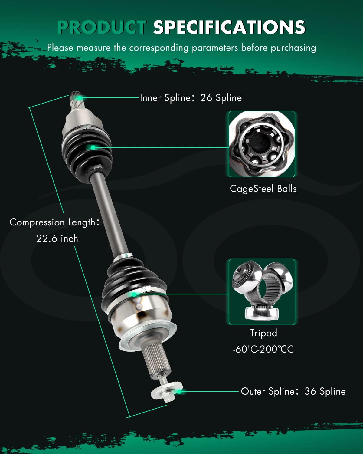 Front Left CV Axle Assembly for Mazda 3 (2004–2005) L4 2.0L