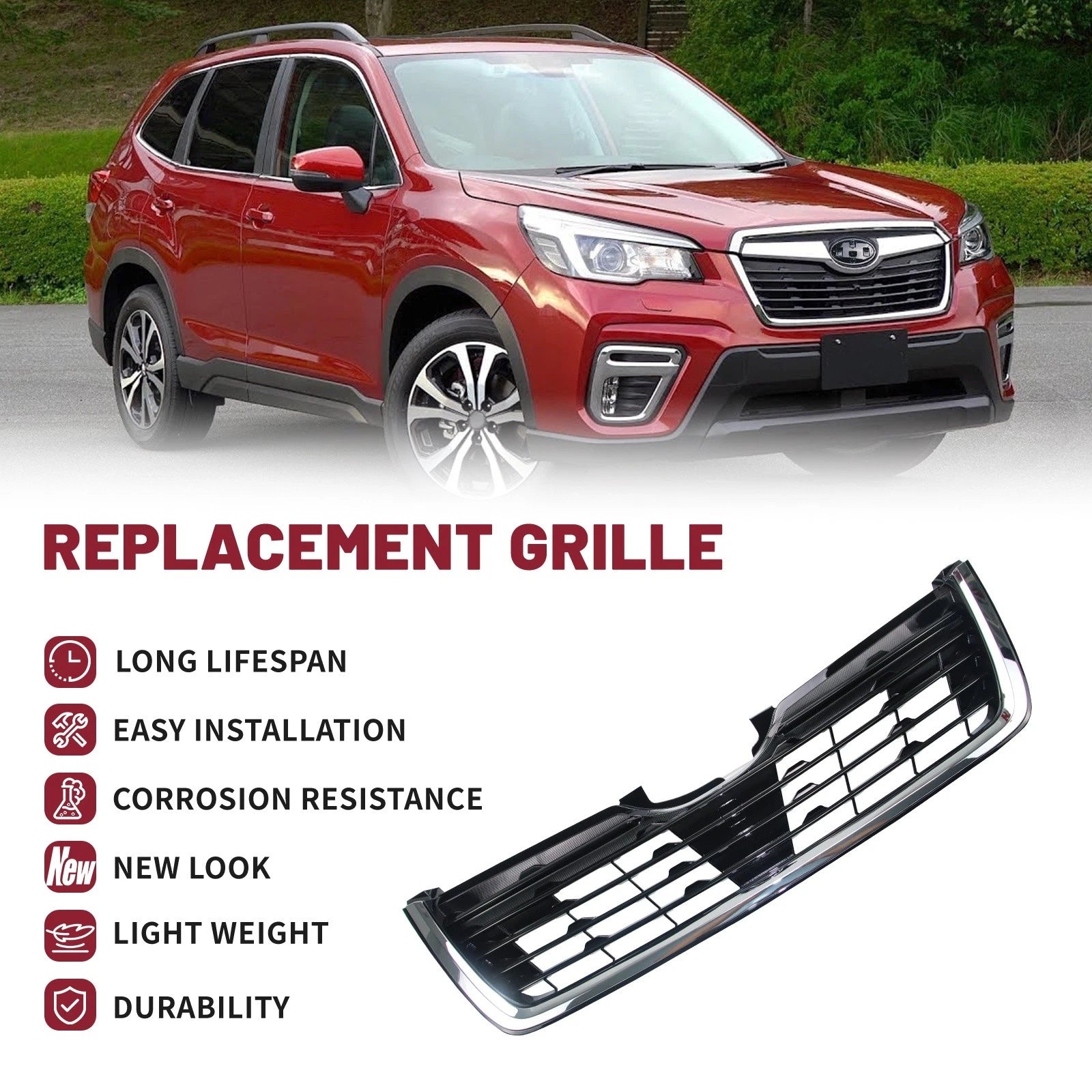 Front Bumper Grille for Subaru Forester (2019–2021) with Camera Hole