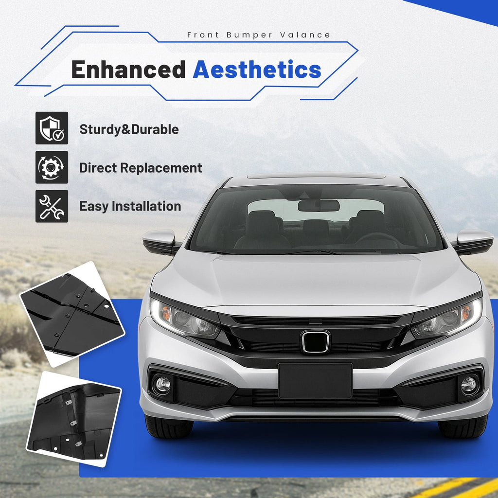 Front Bumper Face Bar Grilles for Honda Civic (2017–2021) Gloss Black