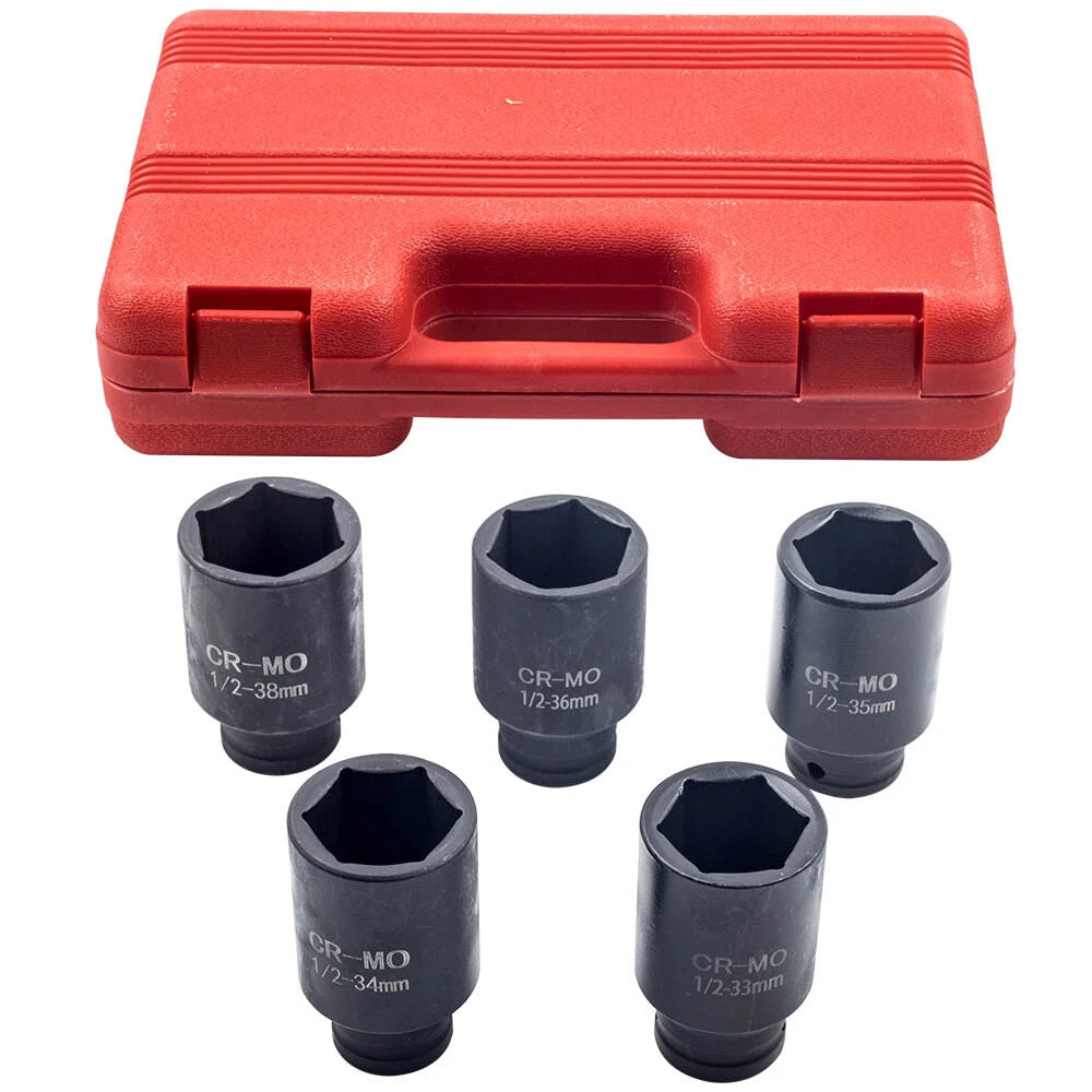 5pc Deep Impact Socket Kit for Front & Back Wheel Spindle Axle Nut (N/A)