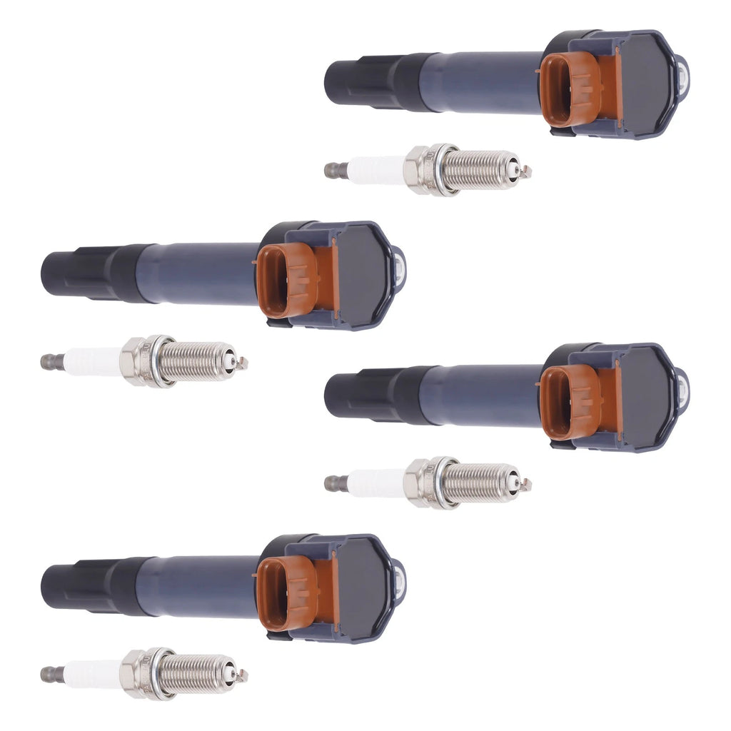 Set of 4 Ignition Coils & 4 Spark Plugs for Suzuki Kizashi 2.4L I4 (2013)