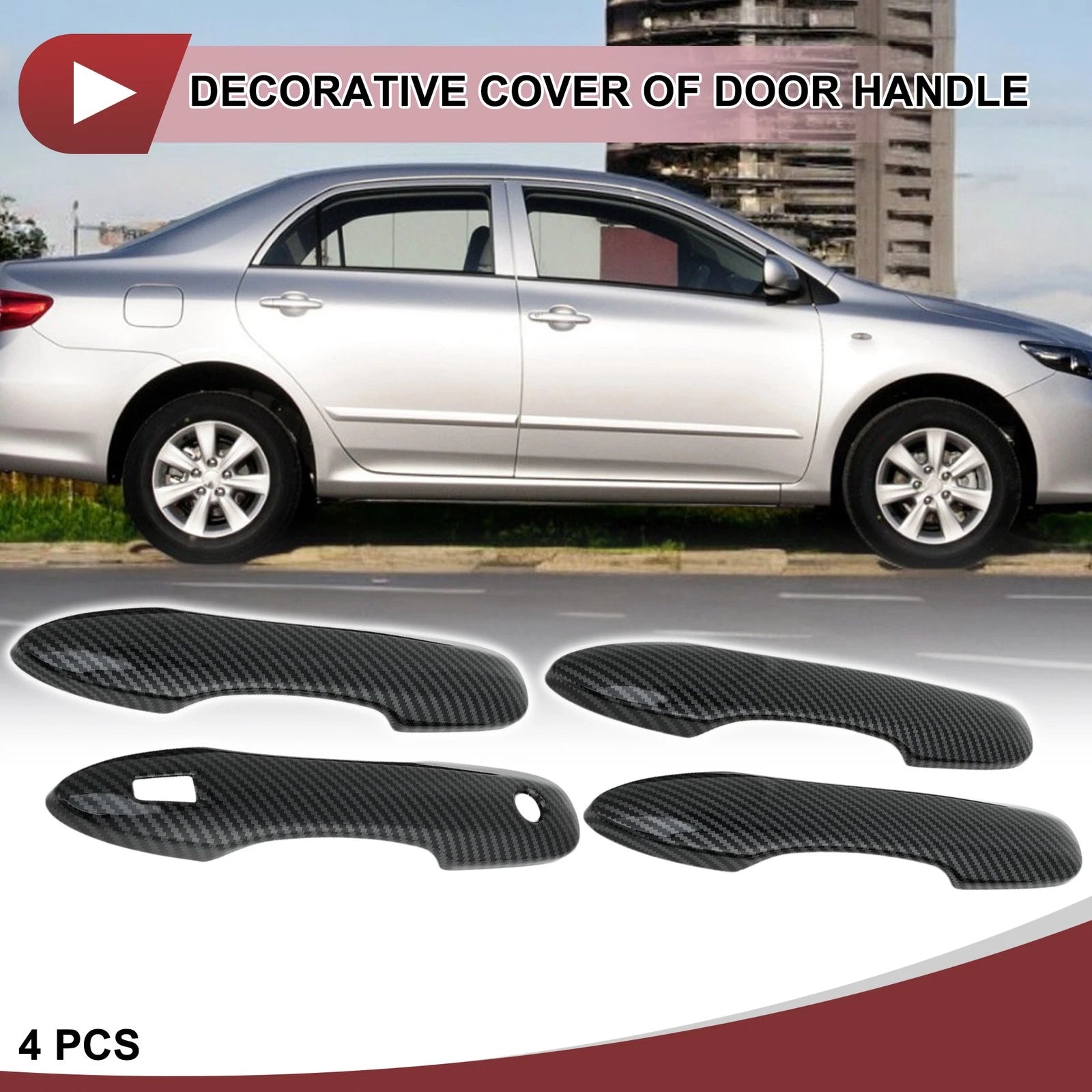 Set of 4 Door Handle Covers for Toyota Camry (2018–2024) Black ABS