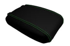 Console Lid Armrest Cover for Toyota Tacoma (2016–2019) Carbon Fiber Green Stitch