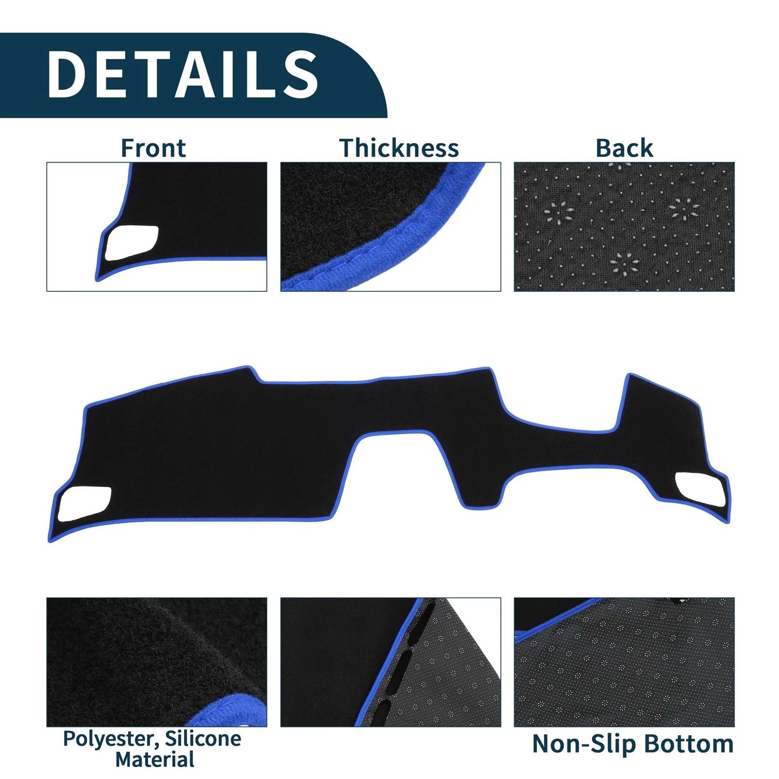 Dashboard Cover Mat for Honda Accord (2018–2023) Black Blue