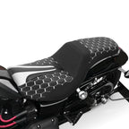 Driver Passenger Seat Black White for Harley Dyna Super Wide Glide (2006 - 2017)