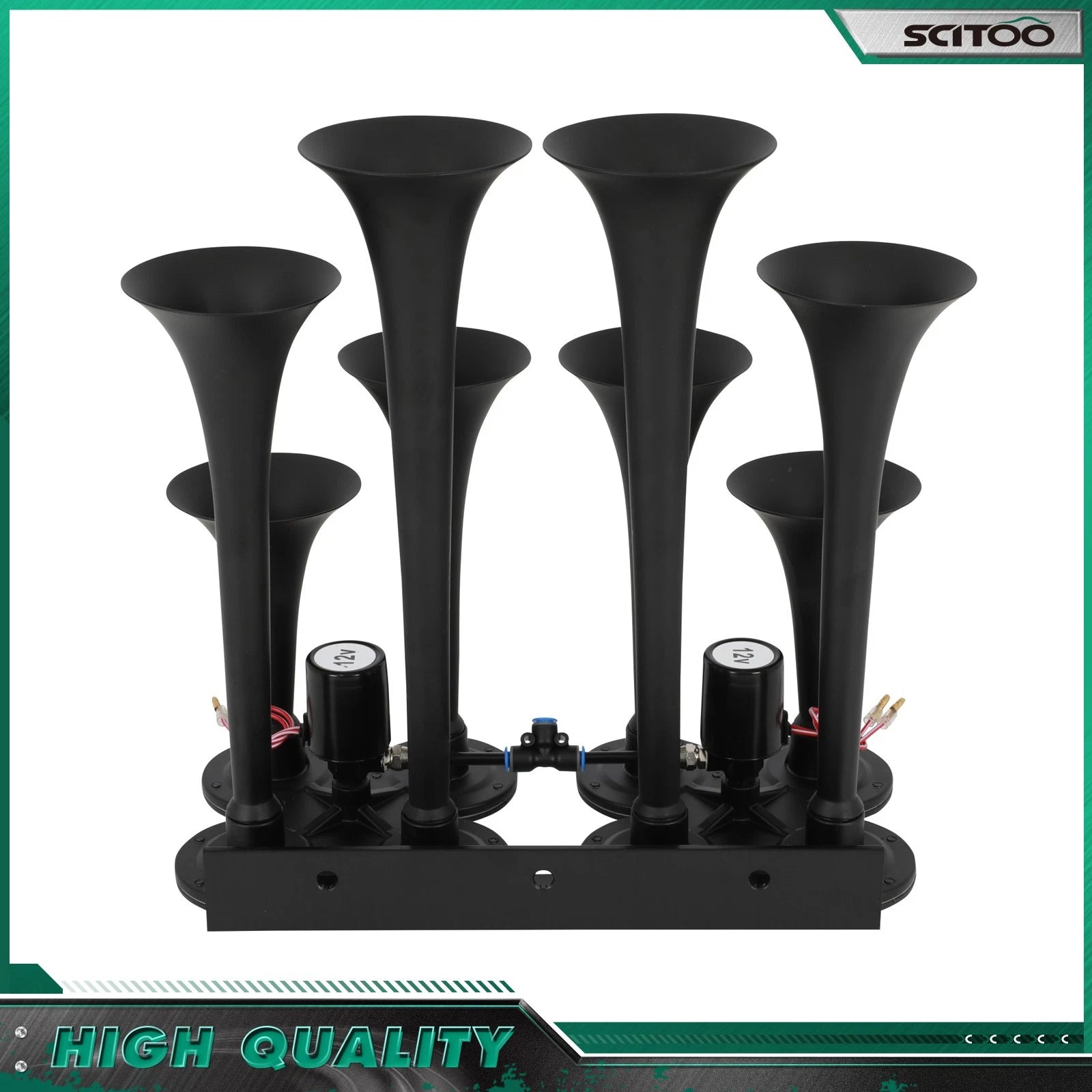 8 Trumpet Train Air Horn Kit for Ford Chevy Ram Toyota (135db)