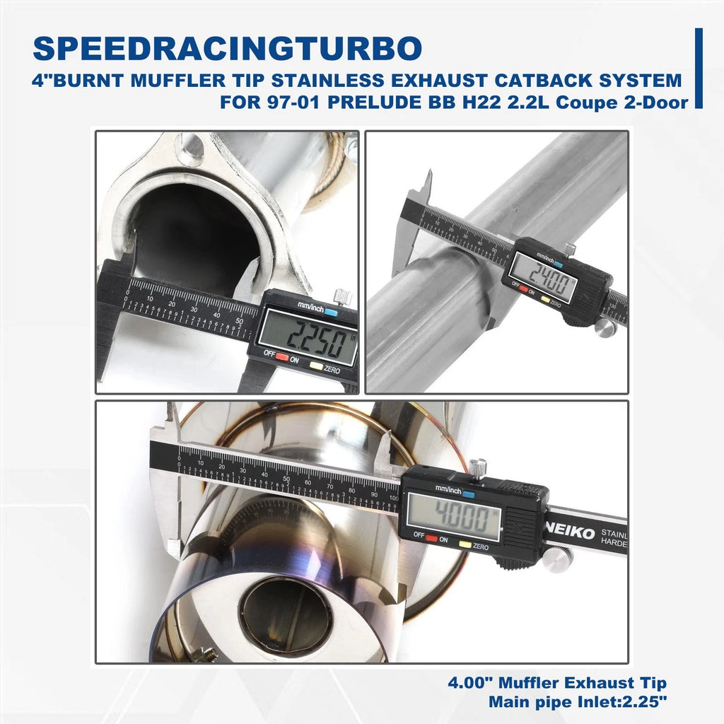 4" Burnt Muffler Tip Catback Exhaust System for Honda Prelude (1997–2001)