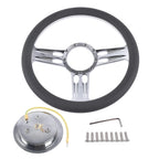 Chrome 14" Half Wrap Steering Wheel for Universal Fit (9 Holes)