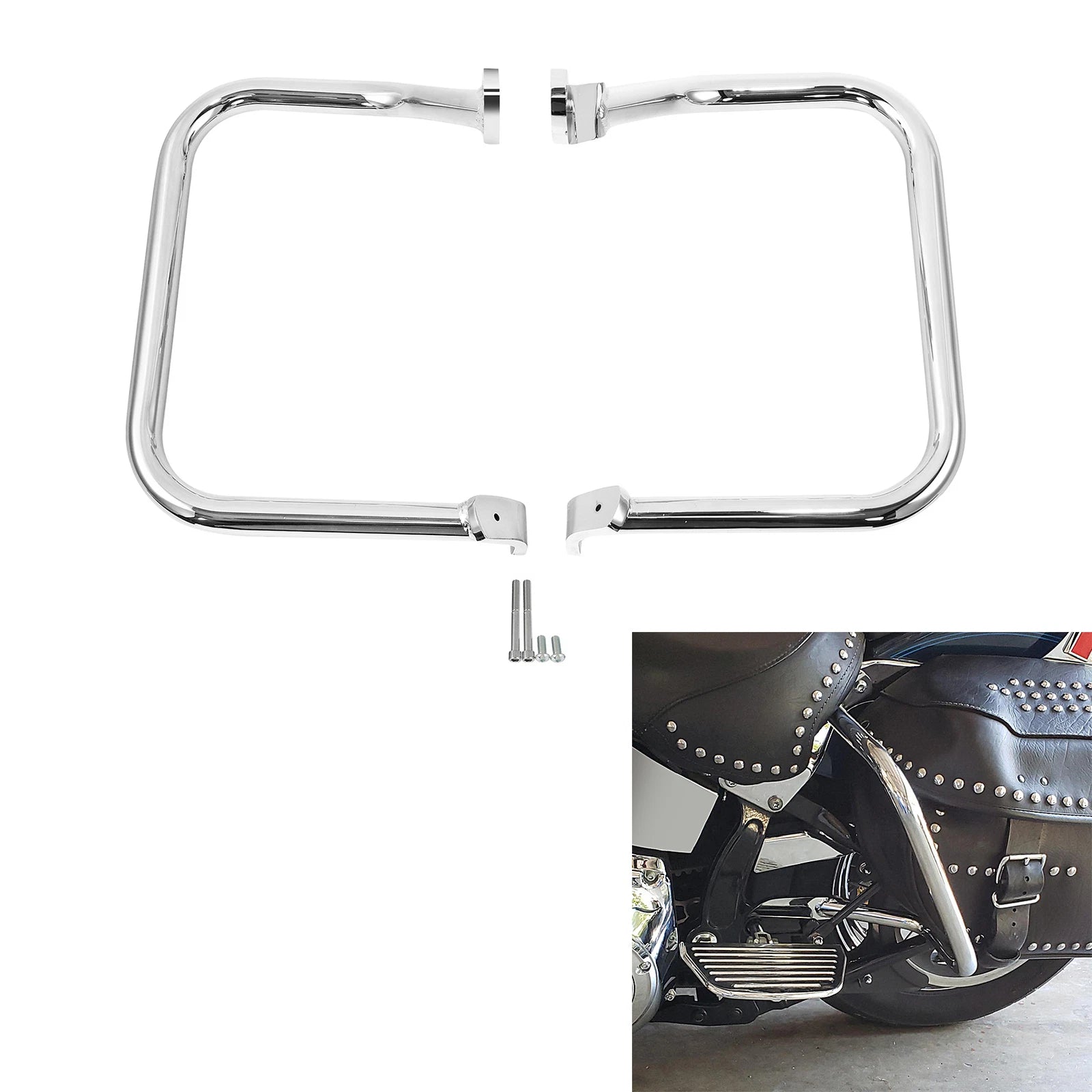 Rear Saddlebag Guard Rail Crash Bar for Harley Heritage Softail FLSTC (2000–2017)