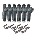 Set of 6 Bosch Fuel Injectors & Clips for BMW E36 328i 528i M3 Z3 L6