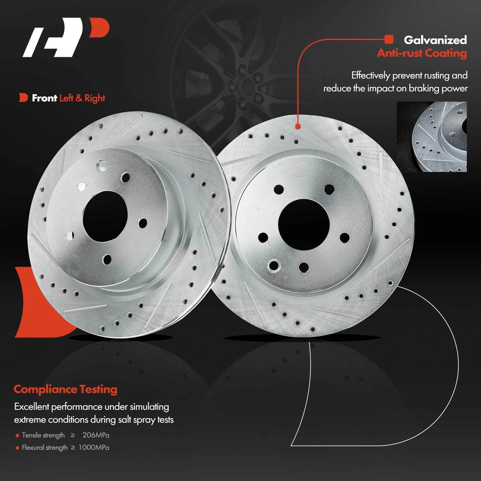 Rear Drilled Brake Rotors & Ceramic Pads for Nissan Maxima (2010–2017)