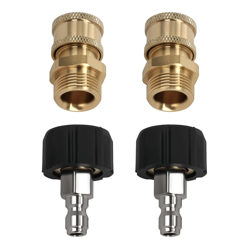 Set of 2 M22 14mm Pressure Washer Adapter Quick Connect 1/4'' Brass 5000PSI
