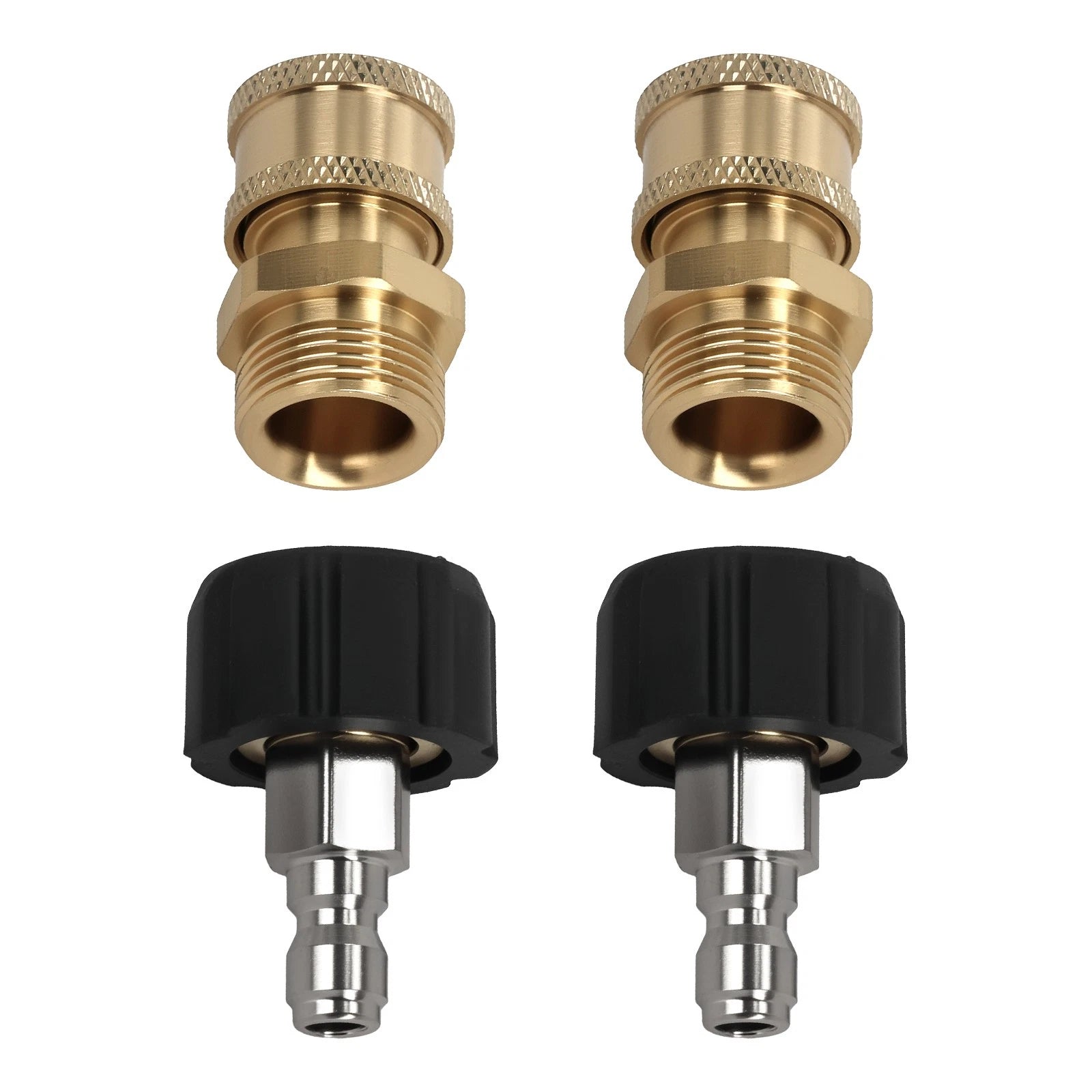 Set of 2 M22 14mm Pressure Washer Adapter Quick Connect 1/4'' Brass 5000PSI