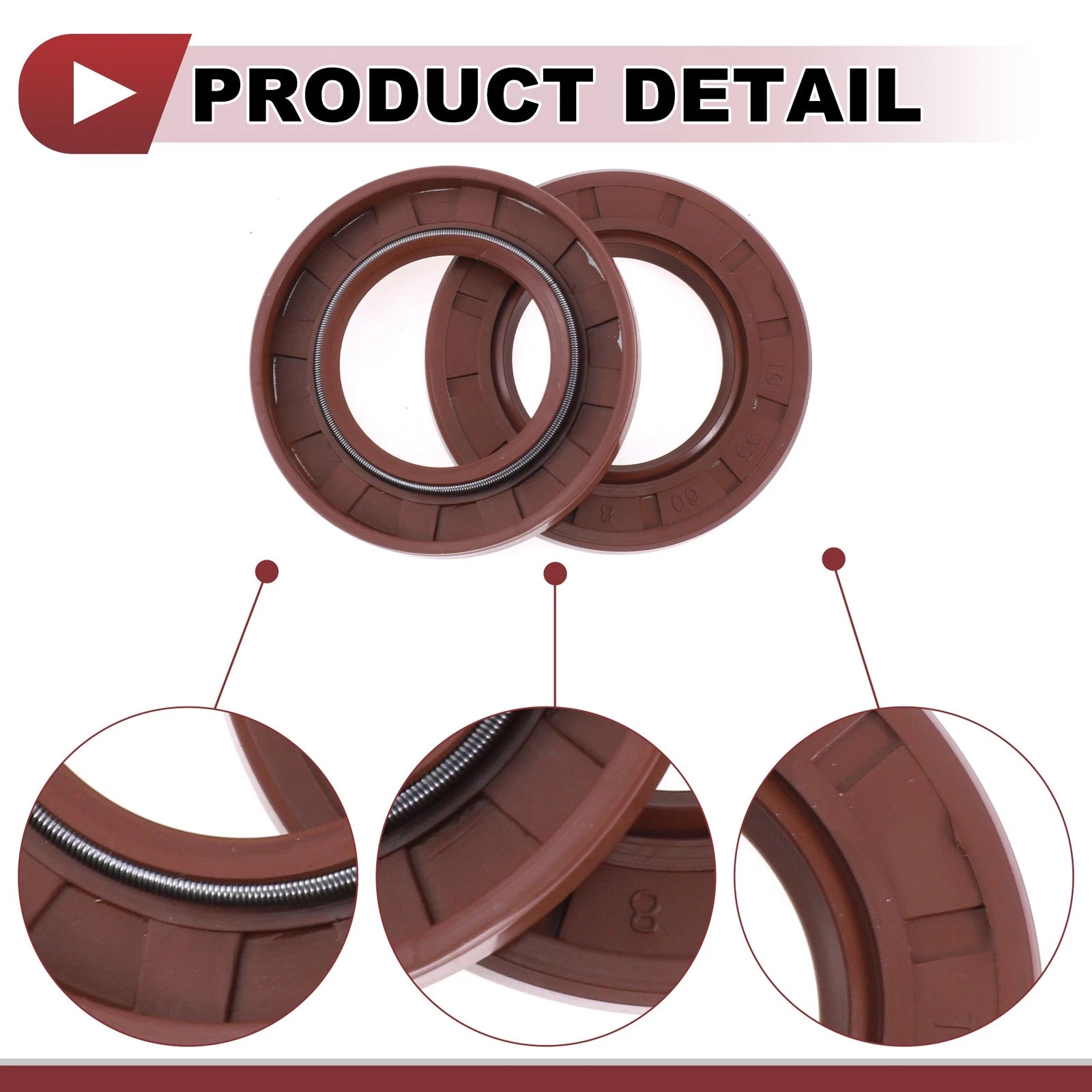 Set of 2 Oil Seal Rotary Shaft Seal FKM Rubber 35x60x8mm