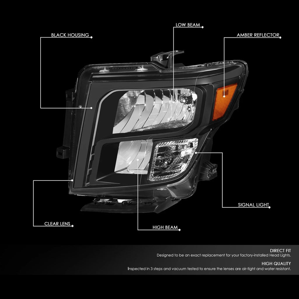 Headlight Lamps Assembly for Nissan Titan XD (2016–2024) Black/Amber
