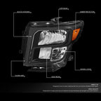 Headlight Lamps Assembly for Nissan Titan XD (2016–2024) Black/Amber