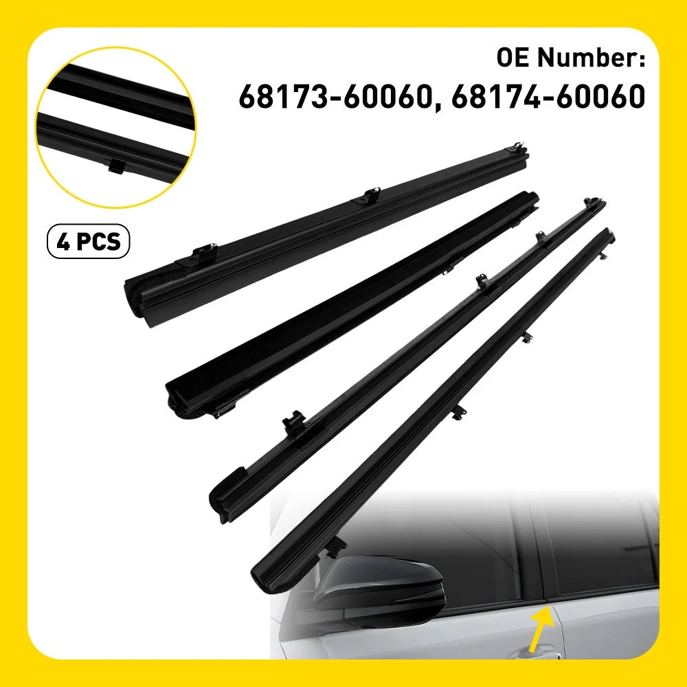Set of 2 Front Rear Inner Door Glass Weatherstrip for 4Runner (2010–2024)