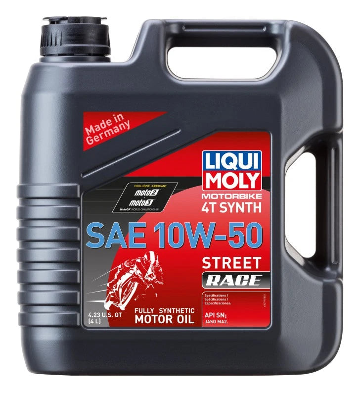 Set of 4 LIQUI MOLY 4L Motorbike 4T Synth SAE 10W50 Street Race