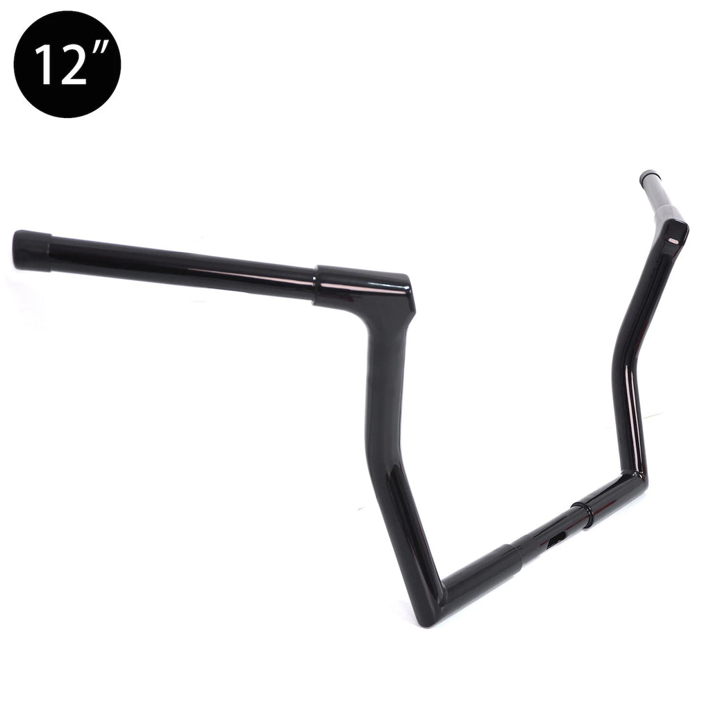 12" Black Ape Hanger Handlebar for Harley Touring 1986–2023 w/ Batwing