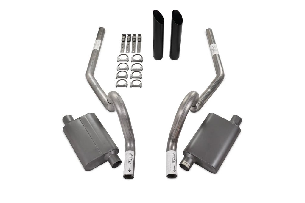 2.5" Dual Exhaust Kit for GM A Body (1964–1972) - 2 Chamber, Rear Exit, Black Tip