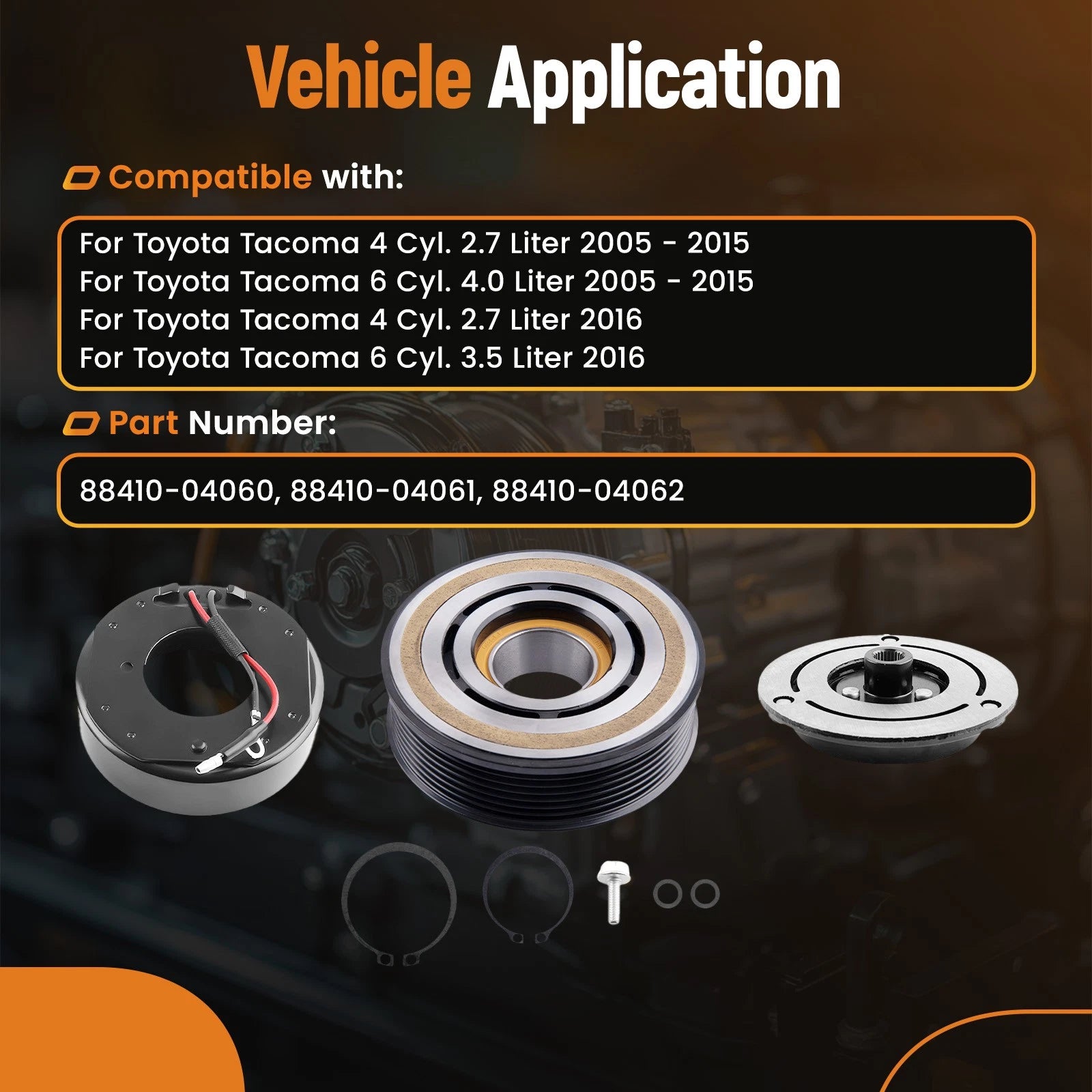 A/C Compressor Clutch Kit 7 Groove for Toyota Tacoma (2016)