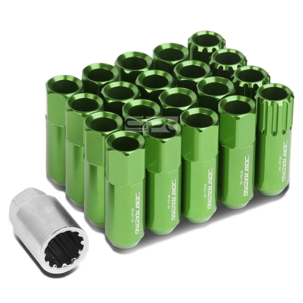 Set of 4 Open-End Aluminum Green Lug Nuts + Adapter M12x1.5 (Fits )