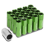 Set of 4 Open-End Aluminum Green Lug Nuts + Adapter M12x1.5 (Fits )