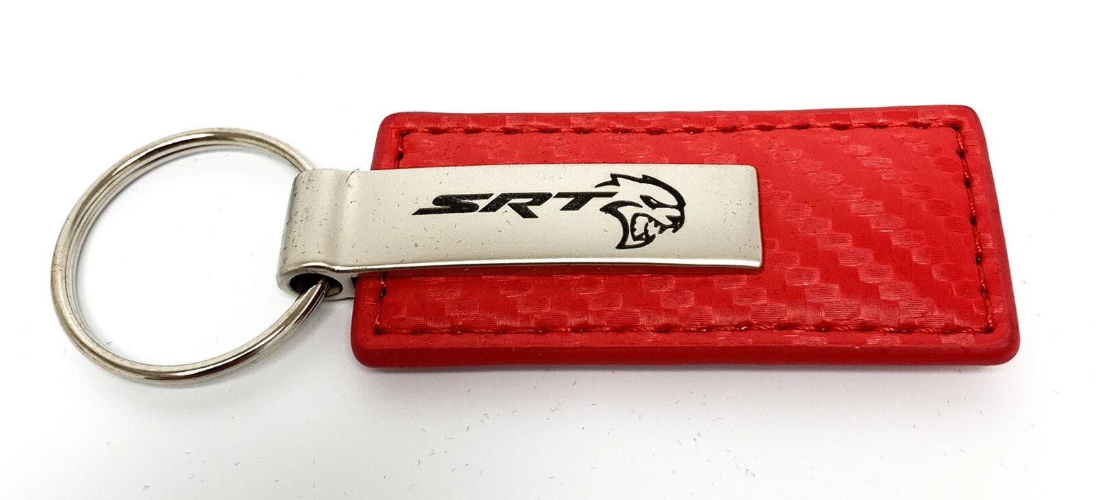 Leather Key Chain Rectangle with Carbon Fiber for Dodge SRT Vehicles (2015–2024)