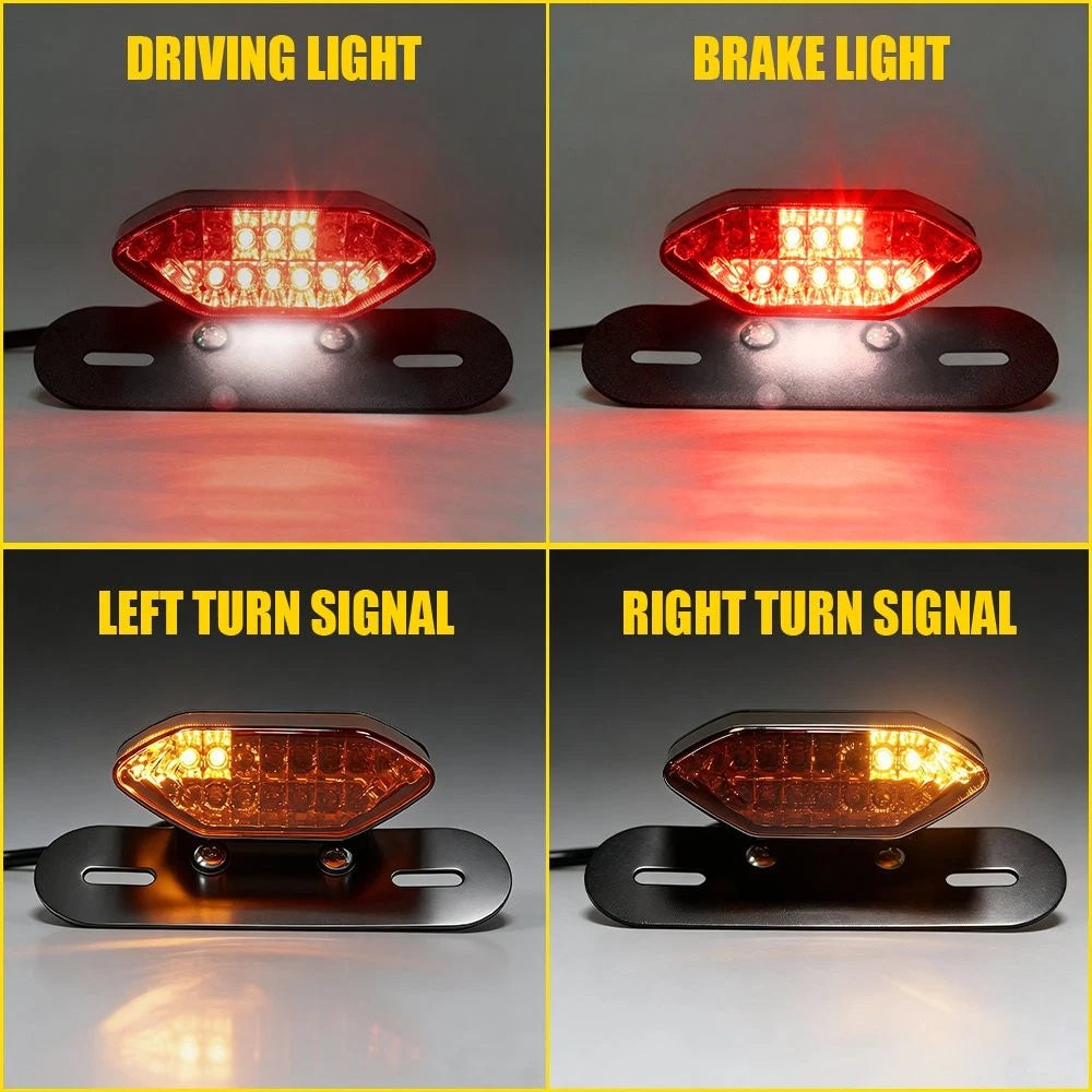 LED Turn Signals Integrated License Plate Brake Light for Universal Motorcycle (1-3X)