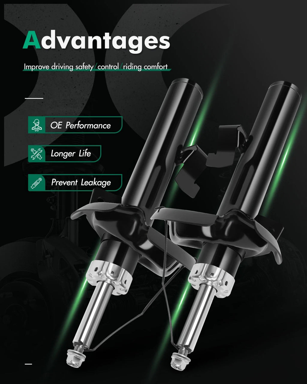 Front Shocks Struts Pair for Mazda 3 (2004–2013) & Mazda 5 (2006–2010)