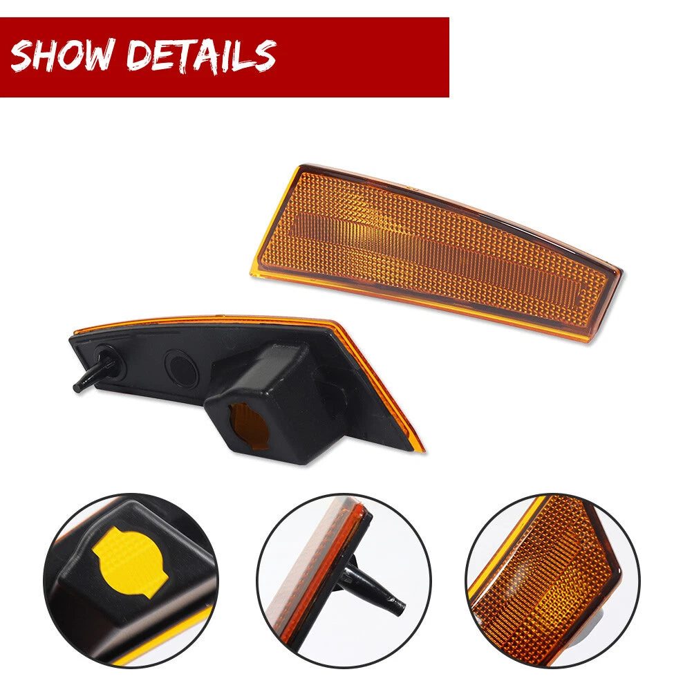 Set of 2 Front Bumper Side Marker Light Reflector Covers for Jeep Liberty (2008–2012)