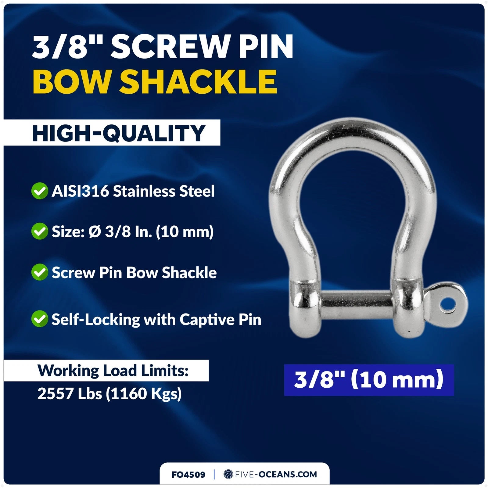 Set of 2 Screw Pin Anchor Shackles for Heavy Duty Use (FO4509)