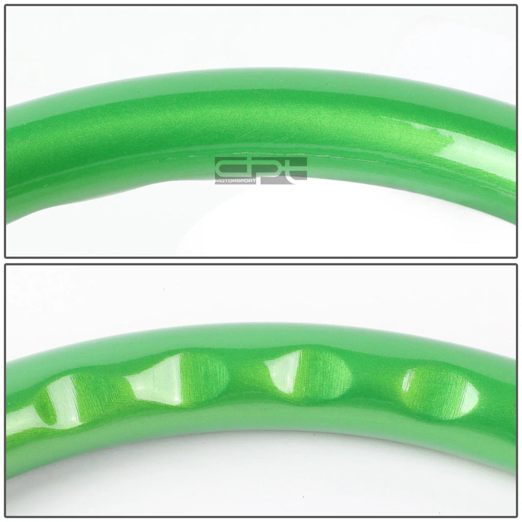 NRG 6-Bolt Green Wood Grip Neo Chrome Sport Steering Wheel for Universal Fit