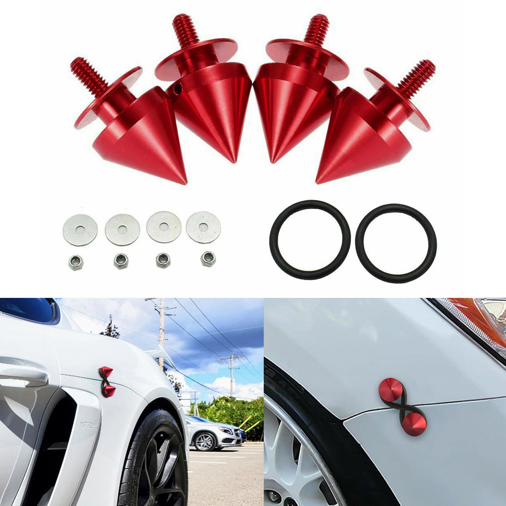 JDM Spike Trunk Lid Quick Release Aluminum Fasteners Kit for Red Car (—)