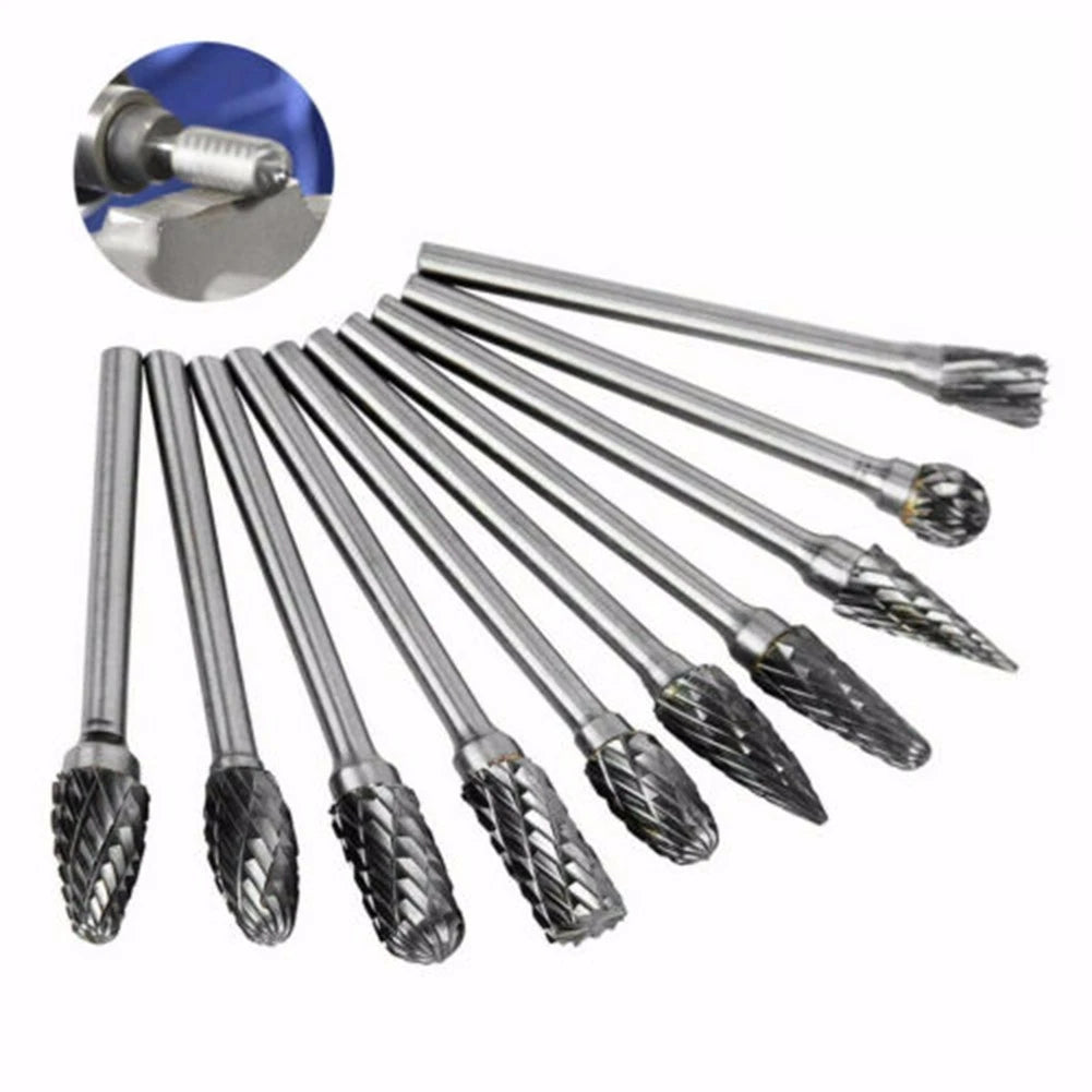 10PCS Tungsten Carbide Rotary Point Burrs for Die Grinder