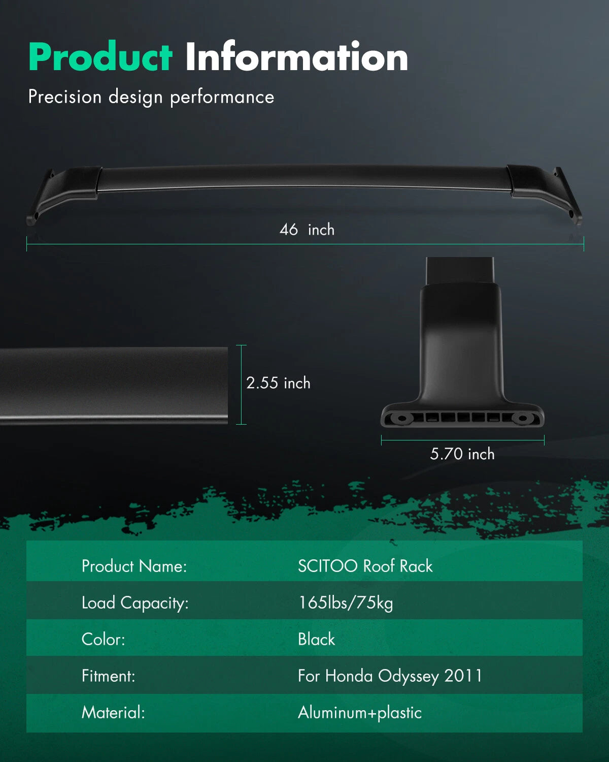 Roof Rack Cross Bars for Honda Odyssey (2011–2017)