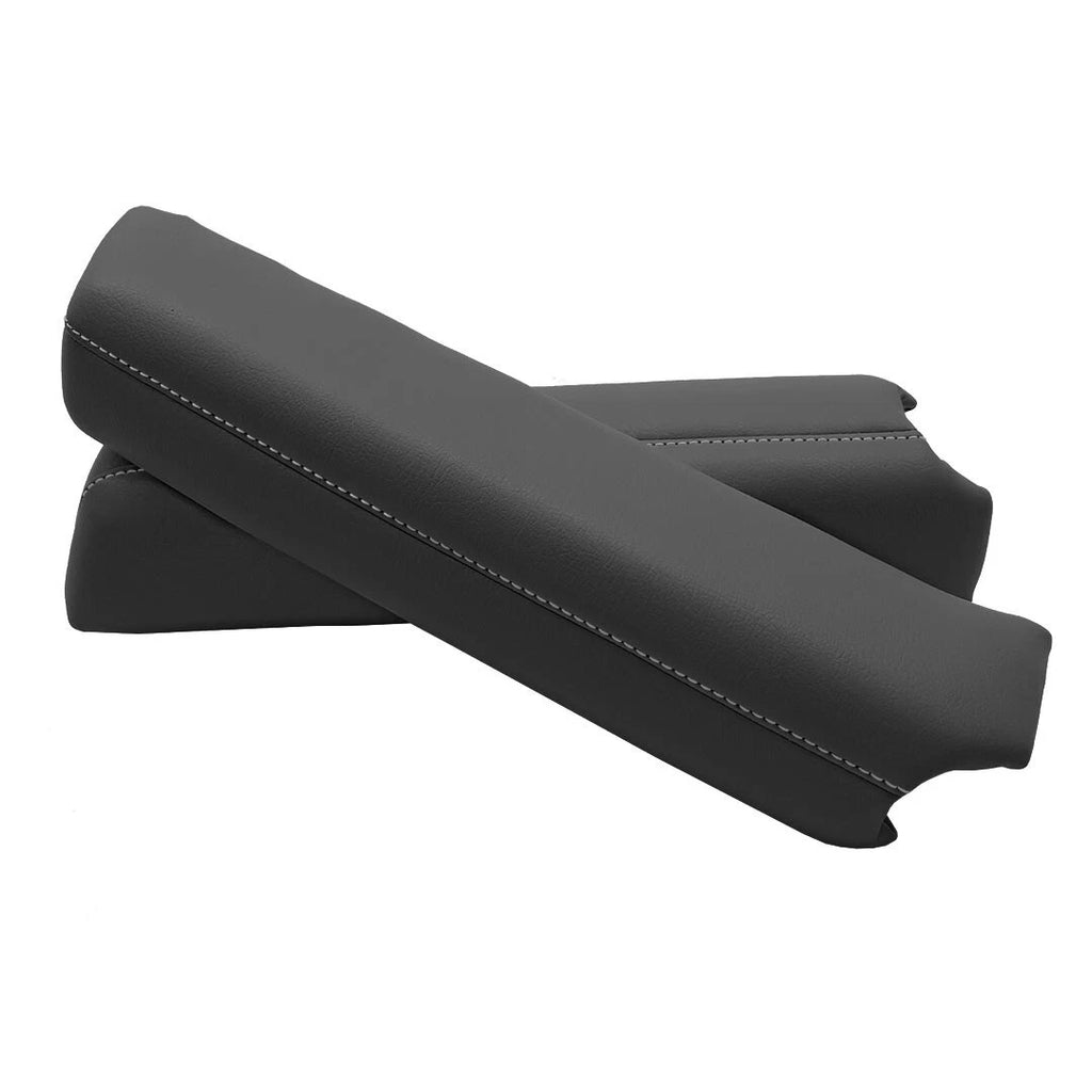 Leather Door Panel Armrest for Ford F150 Lariat (2015–2018) Black Gray Stitch