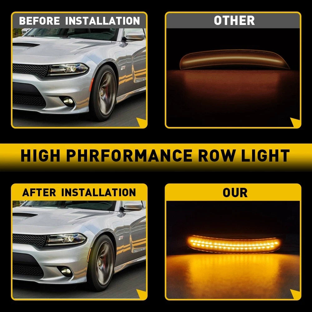 Set of 2 Smoke Lens LED Side Marker Lights for Dodge Charger (2015–2022)