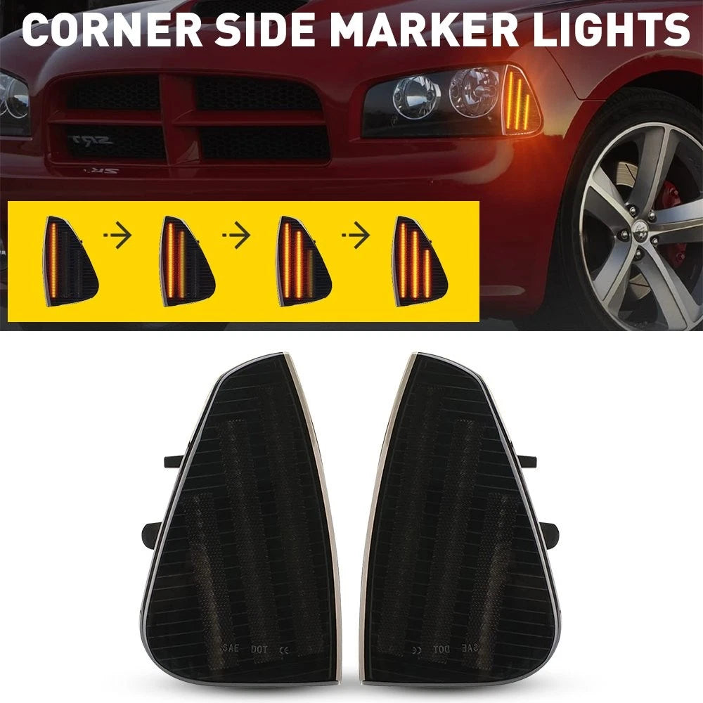 Set of 2 Smoked Side Marker Turn Signal Lights for Dodge Charger (2006–2010)
