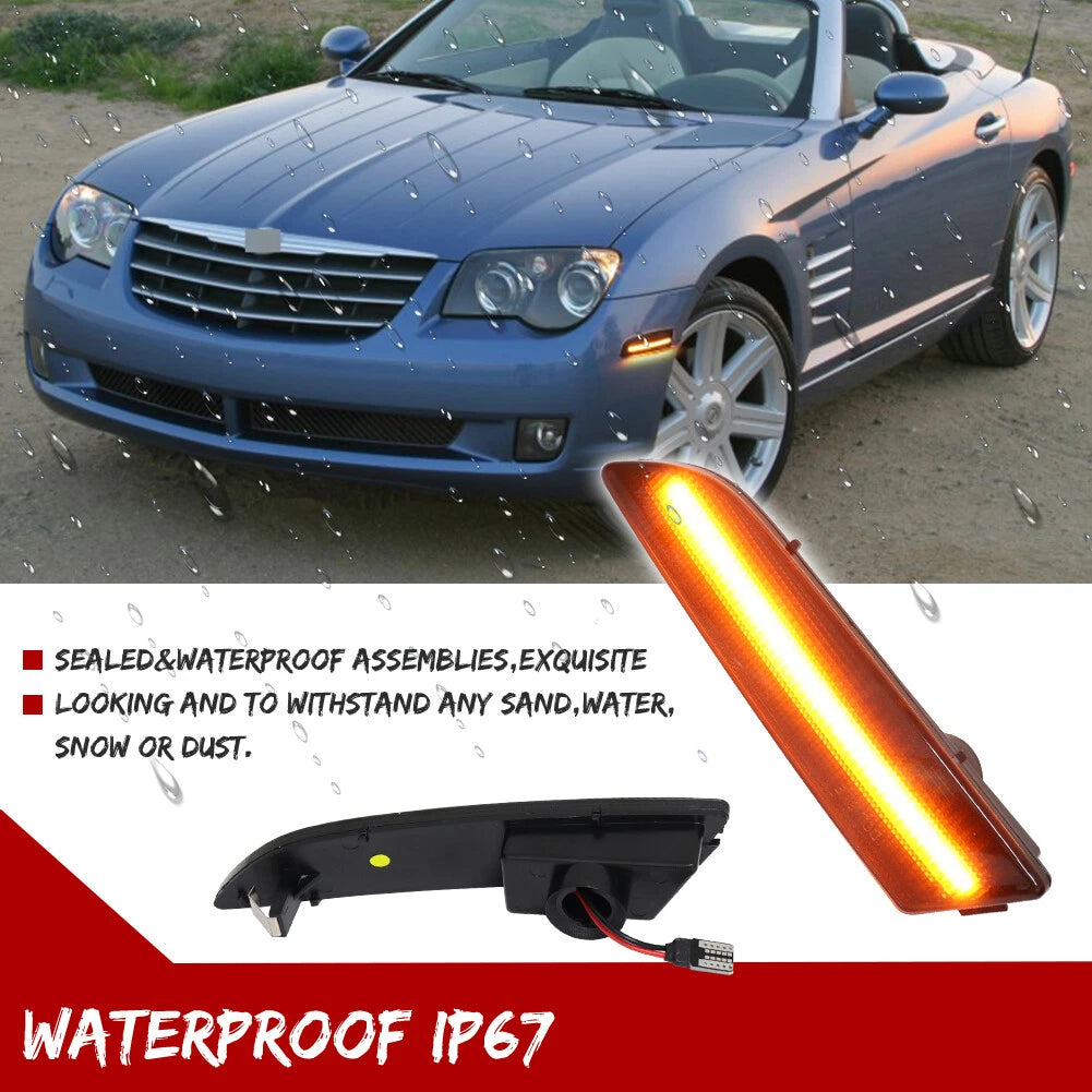 Full Amber LED Smoked Front Side Marker Lights for Chrysler Crossfire (2004–2008)