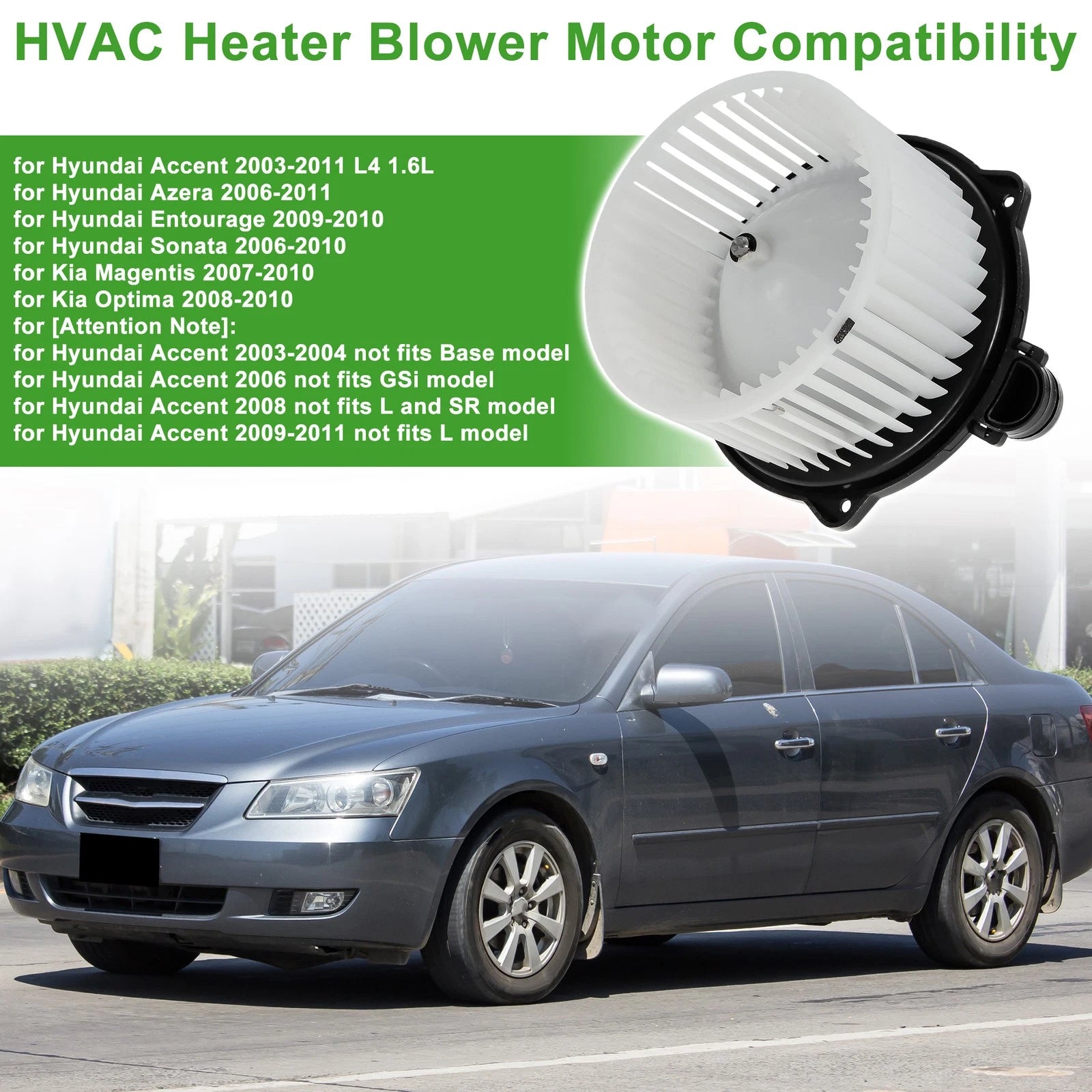 HVAC Blower Motor Assembly for Hyundai Accent (2003–2011) No. 971131E000