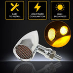 2X Chrome Turn Amber LED Light Bullets for Motorcycle (AUXITO)