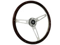 15 Inch Billet 3 Spoke Steering Wheel Wood Riveted with Horn Button for Universal (2001–2025)