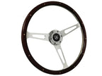 15 Inch Billet 3 Spoke Steering Wheel Wood Riveted with Horn Button for Universal (2001–2025)