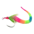 Fishing Hook Glow in Dark with Colorful Tail and 3D Eye Feature