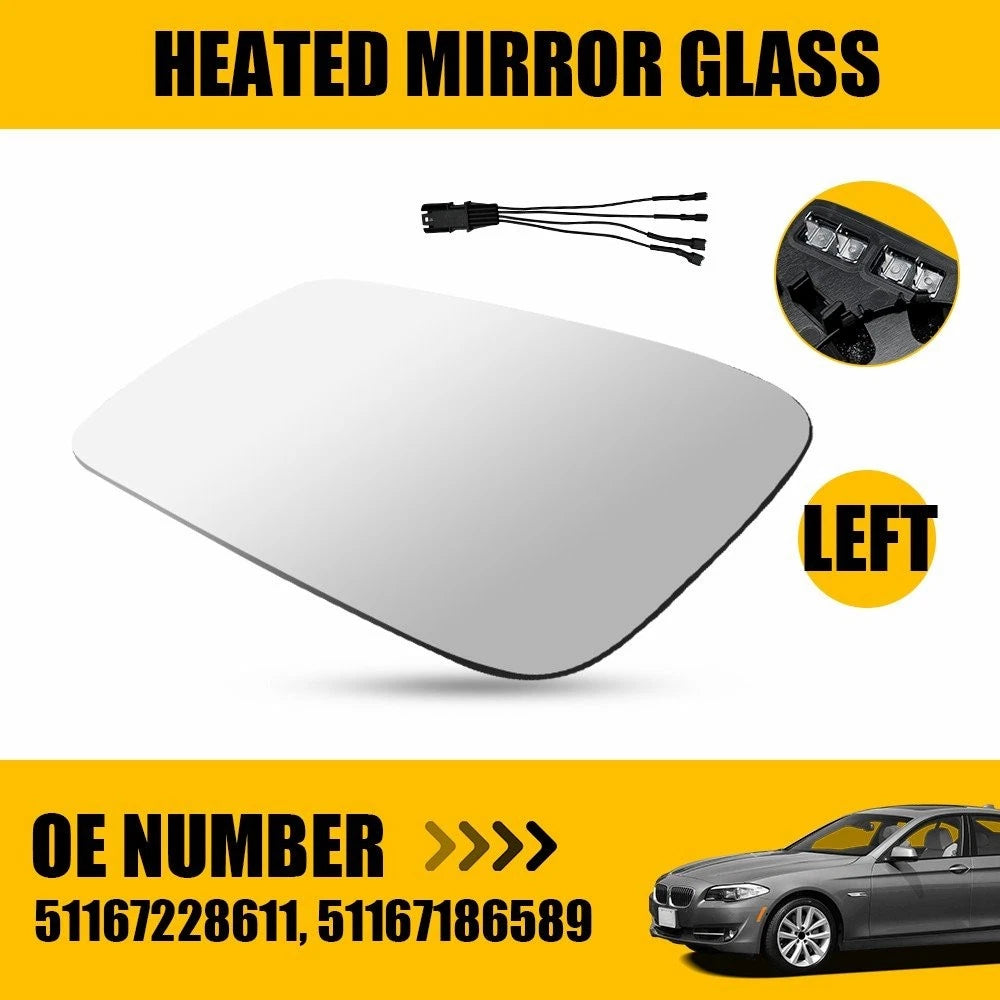 Driver Left Side Mirror Glass 4Pin Heated for BMW 528 535 550 (2010–2016)