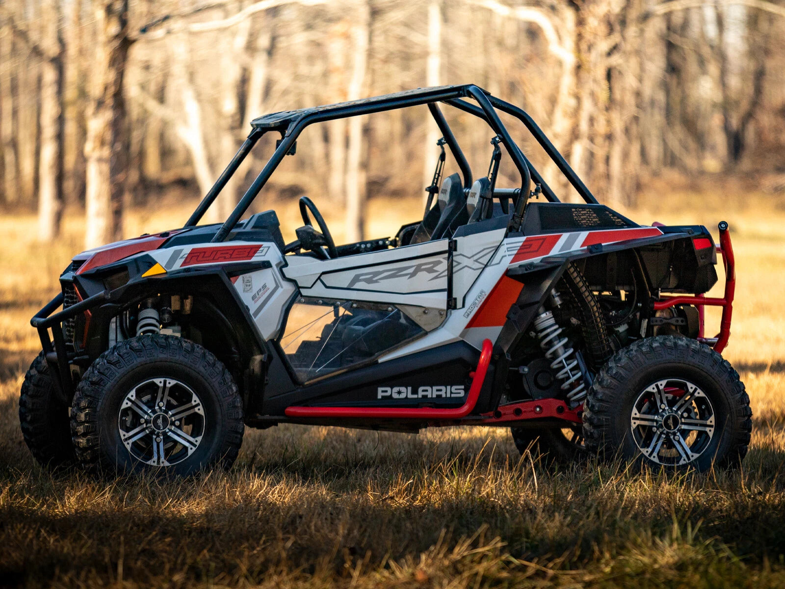 SuperATV Heavy Duty Nerf Bars for Polaris RZR 900 / S 900 (2015–2023) - Red